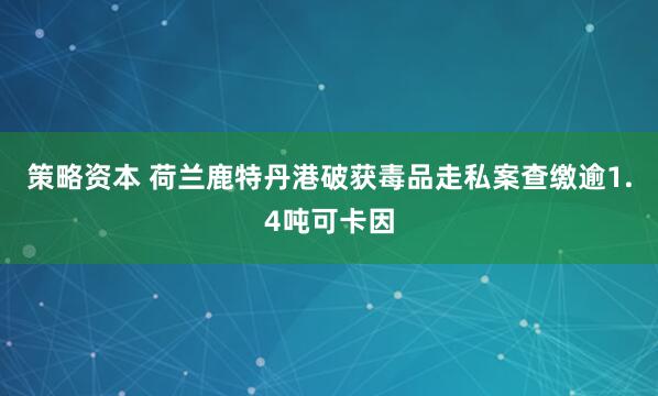 策略资本 荷兰鹿特丹港破获毒品走私案查缴逾1.4吨可卡因